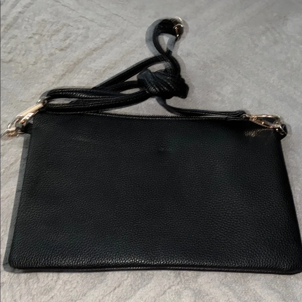 NWOT Black Leather Clutch with Eye Design
